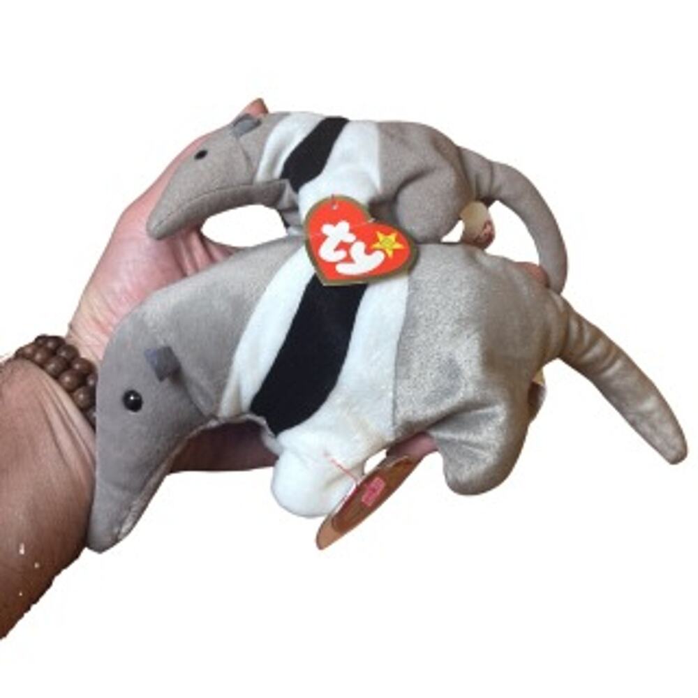TY Beanie Babies Anteater Lot: Ants (1997) and Antsy Teenie Beanie (2000) MWMT